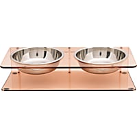 Petco Pink Acrylic Stainless Steel Cat Bowl Double Diner