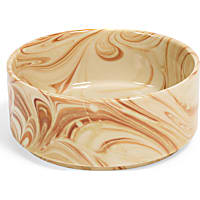 Petco Marbled Tan Ceramic Dog Bowl