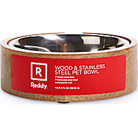 Reddy Stainless-Steel with Mango Wood Base Dog Bowl