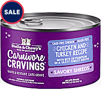 Stella & Chewy's Carnivore Cravings Savory Shreds Cage-Free Chicken & Turkey Recipe Wet Cat Food