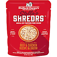 Stella & Chewy's Shredrs Grass Fed & Cage Free Beef & Chicken Recipe in Broth Wet Dog Food