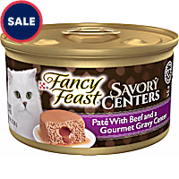 Purina Fancy Feast Savory Centers Pate Adult Wet Cat Food with Beef and a Gravy Center