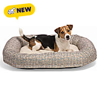 Petco Grey/White Bolstered Rectangle Dog Bed