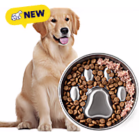 PawsPik Stainless Steel Four-Ridge Slow Feeder Dog Bowl