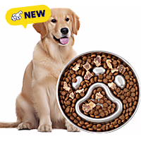 PawsPik Stainless Steel Three-Ridge Slow Feeder Dog Bowl