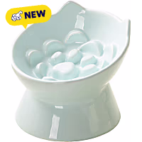 PawsPik Lynx Ceramic Raised Slow Ceramic Dog & Cat Elevated Food Bowl