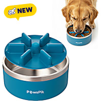 PawsPik Stainless Steel Double Wall Slow-Feed Puzzle Dog Bowl