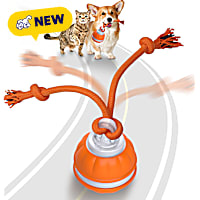 PawsPik Orange Rope Runner Interactive Squeaky Rechargeable Dog Ball & Rope Toy