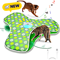 PawsPik Green Interactive Hide & Seek Concealed Feather Cat Toy