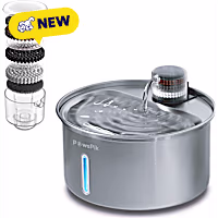 PawsPik PureFlow MAX Stainless Steel Curve Dog & Cat Water Fountain