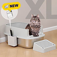 PawsPik Extra-Large Stainless Steel Cat Litter Box & Metal Scooper