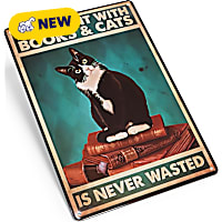 Petco Time Spent with Books & Cats Decorative Metal Sign
