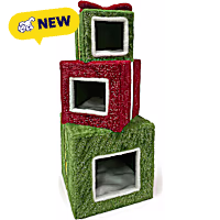 Prevue Pet Products Christmas Gift Stack Hideaways Cat Condo Tree with Hideaways
