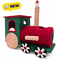 Prevue Pet Products North Pole Train Cat Condo Bed with Toys and Scratchers