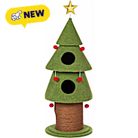 Prevue Pet Products Santa Kitty Christmas Tree Cat Condo with Multiple Hideaways and Toys