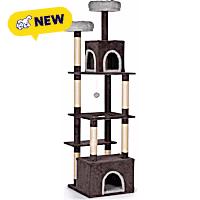 Prevue Pet Products Greycastle Estates Cat Tower with Scratching Posts, Toy Ball, Hideaway Beds and Platform Perches