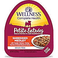 Wellness Petite Entrees Shredded Medley with Chicken, Turkey, Carrots & Green Beans Wet Dog Food