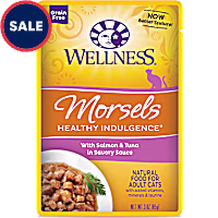 Wellness Healthy Indulgence Natural Grain Free Morsels with Salmon & Tuna in Savory Sauce Wet Cat Food