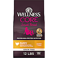 Wellness CORE Small Breed, Grain-Free, High Protein, Deboned Turkey, Turkey & Salmon Recipe Puppy Dry Dog Food