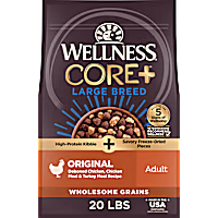 Wellness CORE+ Freeze Dried Pieces, Large Breed, High Protein, Chicken & Turkey Recipe Dry Dog Food