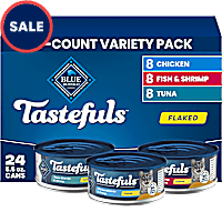 Blue Buffalo Tastefuls Tuna, Chicken, Fish & Shrimp, Flaked Adult Wet Cat Food Variety Pack