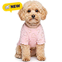 Petco Fuzzy Pink Hearts Textured Pet Crewneck