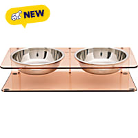 Petco Pink Acrylic Stainless Steel Cat Bowl Double Diner