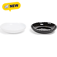 Petco Ceramic White/Black Scalloped Cat Bowl