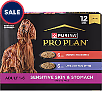 Purina Pro Plan Sensitive Skin and Stomach, Salmon and Rice and Lamb and Oat Meal Wet Dog Food Variety Pack