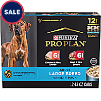 Purina Pro Plan Specialized Chicken & Rice, Beef & Rice Entree Adult Large Breed Wet Dog Food Variety Pack