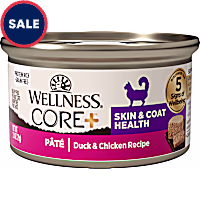 Wellness CORE+ Skin & Coat Natural Grain Free Duck & Chicken Pate Canned Wet Cat Food