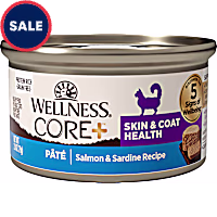Wellness CORE+ Skin & Coat Natural Grain Free Salmon & Sardine Pate Canned Wet Cat Food