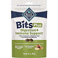 Blue Buffalo Soft & Chewy Chicken, Pumpkin Morsels Bits Plus Digestion & Immune Support Daily Benefit Dog Treats