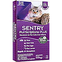 Sentry PurrScriptions Plus Cat & Kitten Squeeze-On Flea & Tick Control, For Cats over 5 lbs.