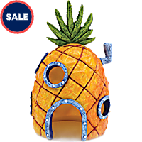 Penn Plax SpongeBob Squarepants Pineapple House with Swim Holes Aquatic Ornament, Small