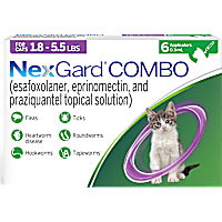 NexGard Combo (esafoxolaner, eprinomectin, and praziquantel topical solution) for Cats 1.8 - 5.5 lbs. (Purple)