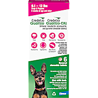 Credelio Quattro/Credelio Quattro-CA1 Dog Flea & Tick Treatment + Heartworm & Parasite Coverage, 6.1-12 lbs