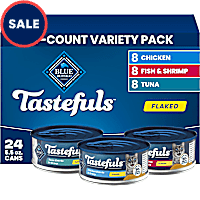 Blue Buffalo Tastefuls Tuna, Chicken, Fish & Shrimp, Flaked Adult Wet Cat Food Variety Pack