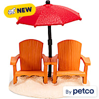 Imagitarium Beach Chairs with Umbrella Aquarium Decor