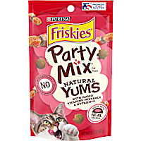 Friskies Party Mix Natural Yums With Real Salmon and Vitamins, Minerals & Nutrients Natural Cat Treats