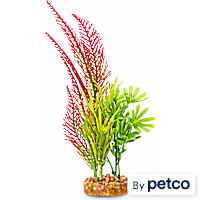 Imagitarium Fiesta Green and Red Fern Plastic Aquarium Plant