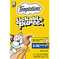 Temptations Creamy Puree with Chicken and Salmon Lickable, Squeezable Cat Treats Variety Pack