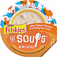Purina Friskies Natural, Lil' Soups Flaked Chicken Grain Free Wet Cat Food Lickable Cat Treats