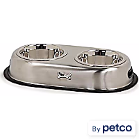 EveryYay Dining In Brushed Stainless Steel No-Tip Dog Double Diner