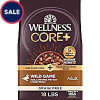 Wellness CORE+ Freeze Dried Pieces, Grain Free, Wild Game Duck, Lamb, Wild Boar, & Rabbit Recipe Dry Dog Food