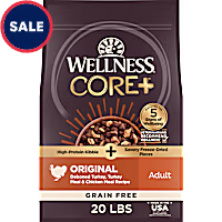 Wellness CORE+ Freeze Dried Pieces, Grain Free, High Protein, Original Turkey & Chicken Recipe Dry Dog Food