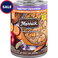 Merrick Grain Free Premium Soft and Gluten Free Canned Puppy Plate Chicken Recipe Wet Dog Food