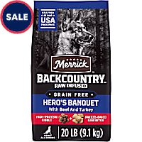 Merrick Backcountry Grain Free Kibble with Freeze Dried Raw Pieces, Hero's Banquet Recipe Adult Dry Dog Food
