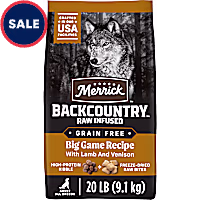 Merrick Backcountry Grain Free Kibble with Freeze Dried Raw Pieces, Big Game Recipe Adult Dry Dog Food