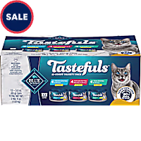 Blue Buffalo Tastefuls Tuna, Chicken, Fish & Shrimp, Flaked Wet Food for Adult Cat Variety Pack